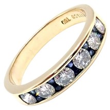 Authentic! Tiffany &amp; Co 18k Yellow Gold 1.20ctw Diamond Sapphire Band Ri... - $4,000.00