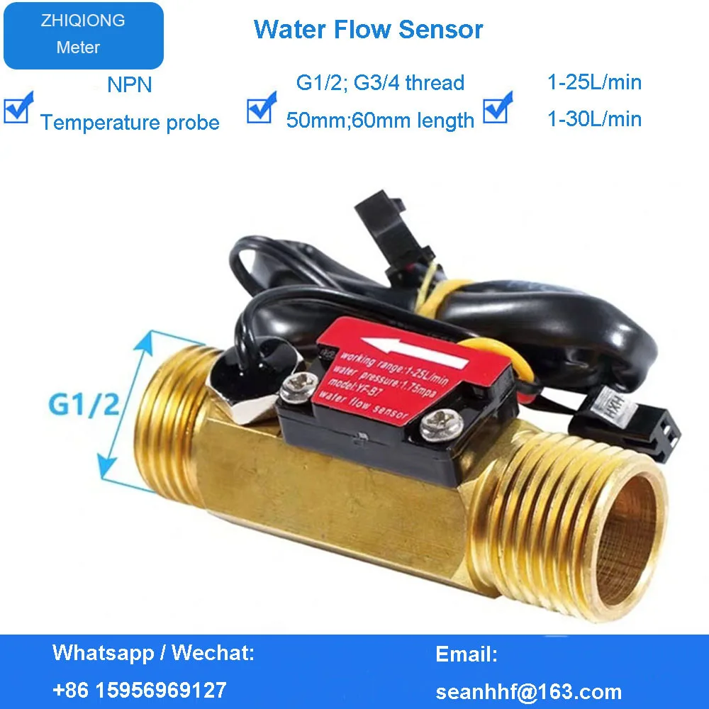 House Home Stainless Steel Hall Turbine Flowmeter Water Flow Sensor G1/2 G3/4 La - £23.78 GBP