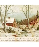 C1920s Religious Greeting Card Mathew IV Man Shall Not Live By Bread Alo... - $19.99