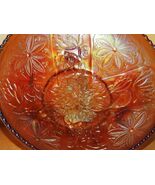 Carnival Glass Bowl 9+" Water Lily Lotus Marigold Iridescent Northwood o... - $42.74