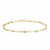 0.15CT Moissanite Redonda 14K Oro Amarillo Chapado Marquesa Forma Tenis Pulsera - $224.35