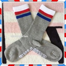 Victoria&#39;s Secret Pink Gray White Red Blue America USA Crew Socks - £9.40 GBP