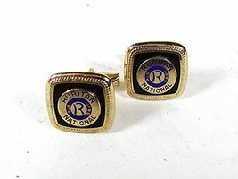 Vintage Gold Tone Puritan National RUS URBS R Cufflinks 82016 - £19.51 GBP