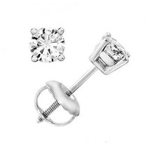 0.20TCW Men/Women&#39;s 18k Solid White Gold Round Diamond Stud Screw Back Earrings  - £198.12 GBP