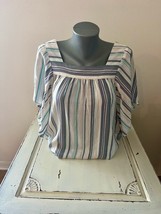 Women&#39;s Striped Short Sleeve Blouse Shirt BeachLunchLounge Size Small - £9.29 GBP