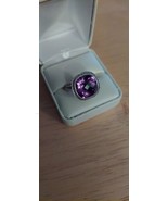 CLYDE DUNEIER STERLING CID 13.00ct CUSHION AMETHYST DIAMOND HALO RING SZ... - $328.61 CAD