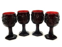 Set of 4 Ruby Glasses, Vintage 1876 Avon Cape Cod Collection, 4 oz. Sour Glasses - £19.11 GBP