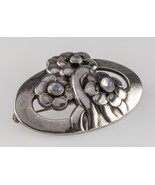 Rare ! Georg Jensen Argent Sterling Fleur Pierre de Lune Broche Modèle 28 - $27,801.90 MXN