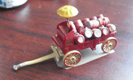 Vintage Small Lead Beer Wagon with Umbrealla and Barrels - $34.65