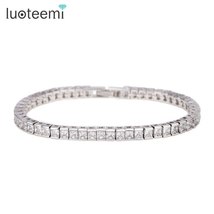 Brand Simple Style Full Square Cubic Zirconia Paved Bracelet for Women Luxury We - £18.49 GBP
