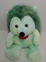 Walmart plush green hedgehog red bow shaggy stringy back fur tie dye blue green - $31.18