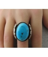 Men&#39;s Turquoise Ring Large Stone  Size 12.5 Sterling Silver Southwestern... - $1,862.86 MXN