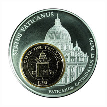 Vatican City Inlay Medal St Peter Cathedral 40mm Proof Silver Gold Plated 01539 - £21.54 GBP