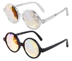 Kaleidoscope Round Sunglasses Circle Lens Retro Designer Fashion Futuristic Rave - £6.39 GBP
