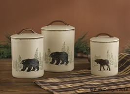 Rustic Retreat Ceramic Bear Moose Country Cabin Canister Set of 3 - $96.97