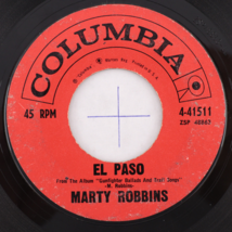 Marty Robbins – El Paso / Running Gun - 45 rpm Vinyl 7&quot; Single 4-41511 Hollywood - £8.89 GBP