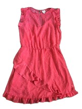 Andeawy pink short sleeve wrap Ruffled Trin Skirt Dress Sz L - $4.99