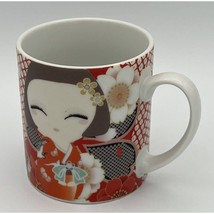 Kokeshi Girl Coffee Mug Red Floral Japanese Doll Japan Cup Asian Floral ... - £14.17 GBP