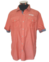 Swiss Cross Shirt Men&#39;s Size XXL Fitted Button Front Orange With  Contra... - £14.19 GBP