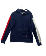Fila Sweatshirt Mens Sz L Navy Blue Pullover Athletic Hoodie Flap Pocket - £15.45 GBP
