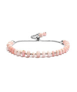 Pink Opal Beaded Sterling Silver Boho Bracelet 9.50” - $673.82 MXN