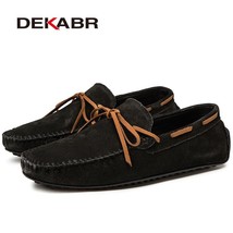 DEKABR Casual Men Genuine Leather Shoes Summer Breathable Green Men&#39;s Loafers Le - £47.39 GBP