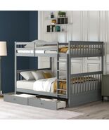 Gray Full-Over-Full Bunk Bed with Ladders &amp; 2 Storage Drawers - $971.89 CAD