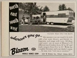1969 Print Ad Blazon 20.5&#39; Side Gaucho Travel Trailers Elkhart,IN - £7.80 GBP