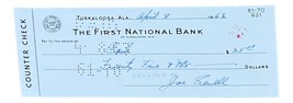 Joe Sewell Cleveland Unterzeichnet April 8 1963 Bank Kariert Bas - £46.54 GBP