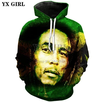 YX GIRL  2018 New Fashion Hip hop style Hoodie Reggae Bob Marley Print 3d Men&#39;s  - £156.72 GBP