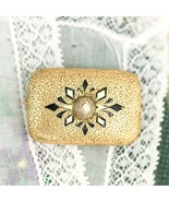 Antique C. 1860 Victorian 14k Yellow Gold Damascene Black Enamel Brooch Pin - $8,567.78 MXN