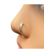 18ct White Gold Beautiful Small Half Hoop Nose Stud/Pin 8.7mm Length - $170.55 CAD
