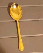 WM Rogers &amp; Son Gold Plated Serving Spoon Enchanted Rose  Silverware 9.5&quot; - $263.18 MXN