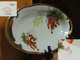 Antique Limoges France A. Lanternier 13&quot; oblong Dish Hand Painted Grapes... - $579.74 MXN