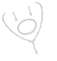 Bridal Wedding Jewelry CZ Set for Women, White Gold - $2,700.30 MXN