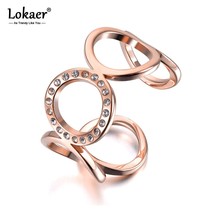 Lokaer New Stainless Steel O-shape Geometric Open Ring Rose Gold Micro Pave CZ C - £8.92 GBP
