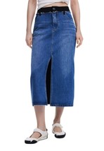 Desigual Women Skirt - S Blue Chic Fashion Designer Midi Skirt - $2,344.69 MXN