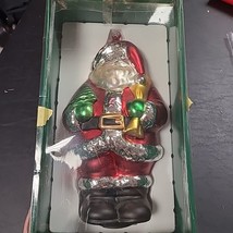 Trim A Home Glass Santa Ornament Hand Painted K-Mart 10&quot; Large Vintage In Box - £11.77 GBP
