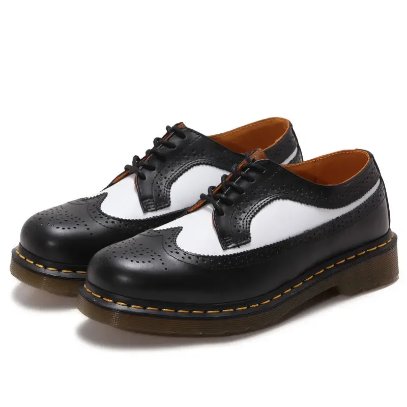 Genuine Cow Leather Vintage Formal Brogue casual Men&#39;s Leather Shoes Ret... - $116.05