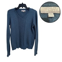Carolyn Taylor Women’s L Blue Knit Long Sleeve Sweater Blouse Casual Top - $12.77