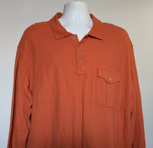 Duluth Trading Co Long Sleeve Polo Shirt Mens XL Orange 100% Cotton Chest Pocket - £19.74 GBP