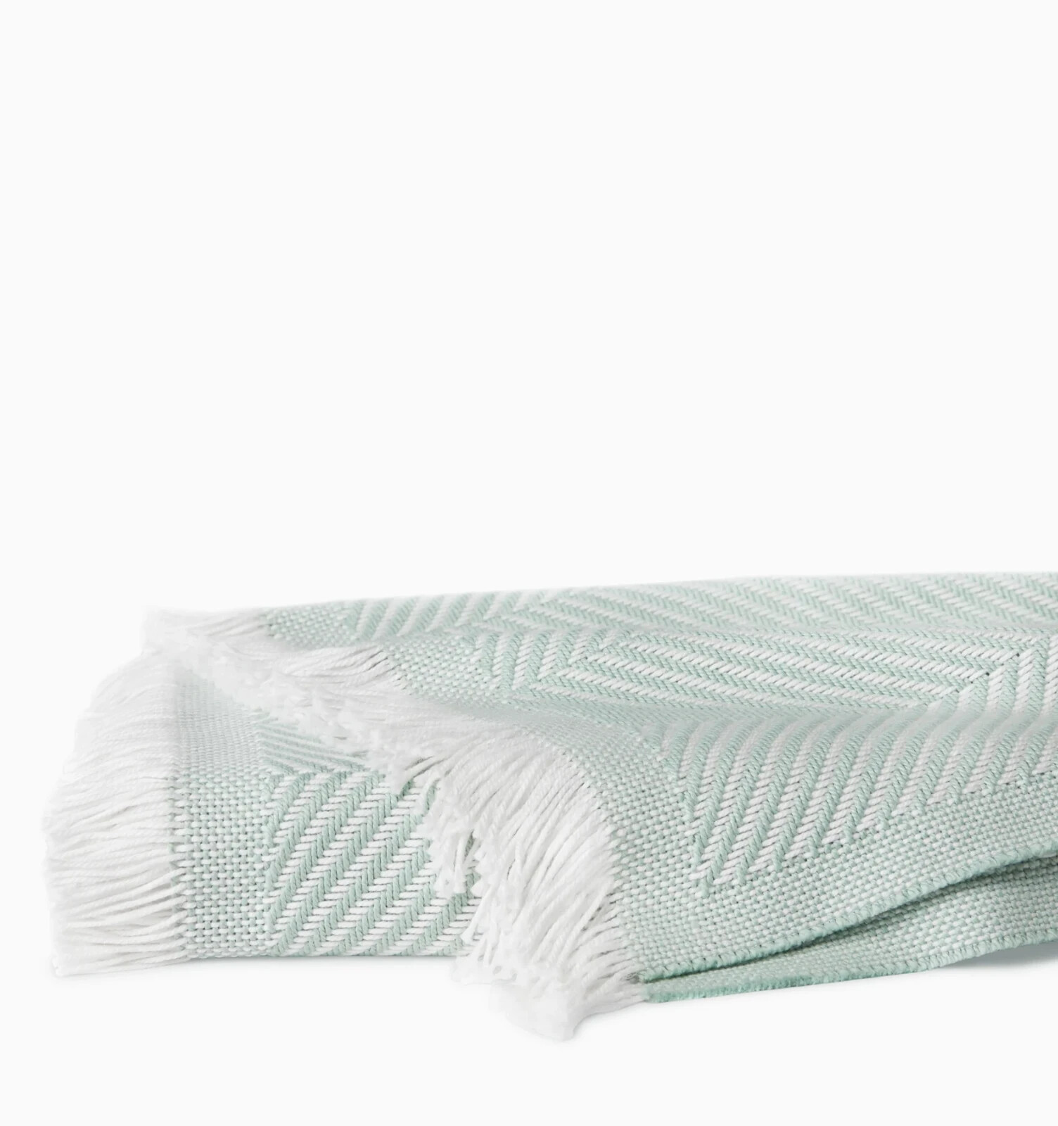 Sferra Costa Poolside Throw Blanket Fringe Herringbone Design Cotton 50&quot;... - $153.90