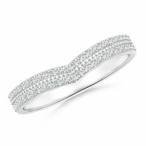 ANGARA 1mm Natural Diamond Twin Row Chevron Wedding Band in Silver - £217.04 GBP+