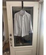 Tasso Elba Mens Sz M Shirt Button Down Flip Cuff Long Sleeve Check Blue ... - €9,26 EUR