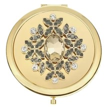 Classic Gold Floral Jewel Crystal Cluster Dual Compact Mirror - $29.99
