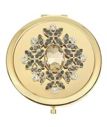Classic Gold Floral Jewel Crystal Cluster Dual Compact Mirror - £23.51 GBP