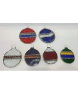 6 Handmade? Stained Glass Leaded Suncatchers Ornaments Lot Round  - $23.70