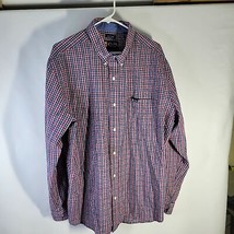 Chaps Easy Care Plaid Button Front Shirt Cotton/Poly Size XXL Red/Blue/White - £13.46 GBP