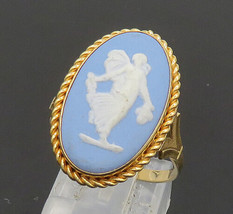 VAN DELL 14K GOLD - Vintage Victorian Wedgwood Cocktail Ring Sz 8.5 - GR091 - £436.63 GBP