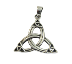 Solid 925 Sterling Silver Celtic Triple Trinity Triquetra Knot Pendant - £26.75 GBP